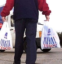The number of single use carrier bags given out by UK supermarkets rose last year